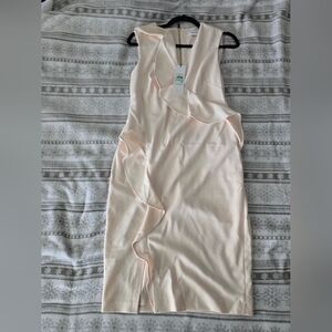 Calvin Klein Cream Midi Dress with Silky Spaghetti Straps